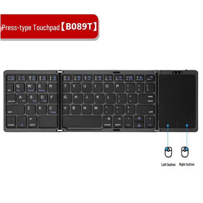 

Ultra-Thin Wireless Bluetooth Three-Fold Mini Keyboard with Touchpad for Mobile and Tablet