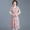 Robe midi estivale pour femme à imprimé floral en mousseline à manches courtes décontractée