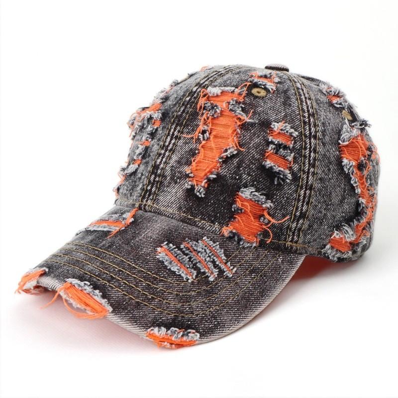 

Vintage Wash Denim Color Block Baseball Cap With Sun Protection For Men Women Style A