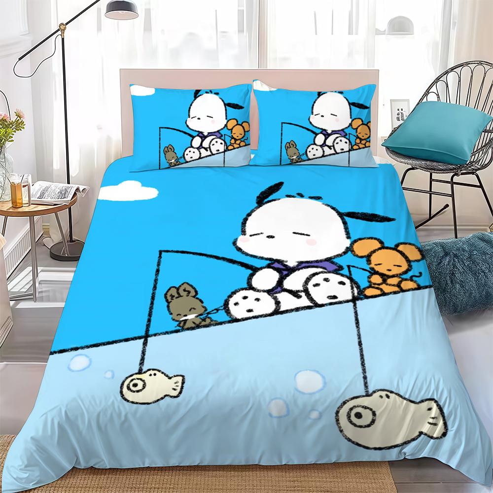 Kawaii P-Pochacco Duvet Cover Set Home Style Bedding Soft Laundry Cotton Bed 3 Piece Set Student Dormitory Gift