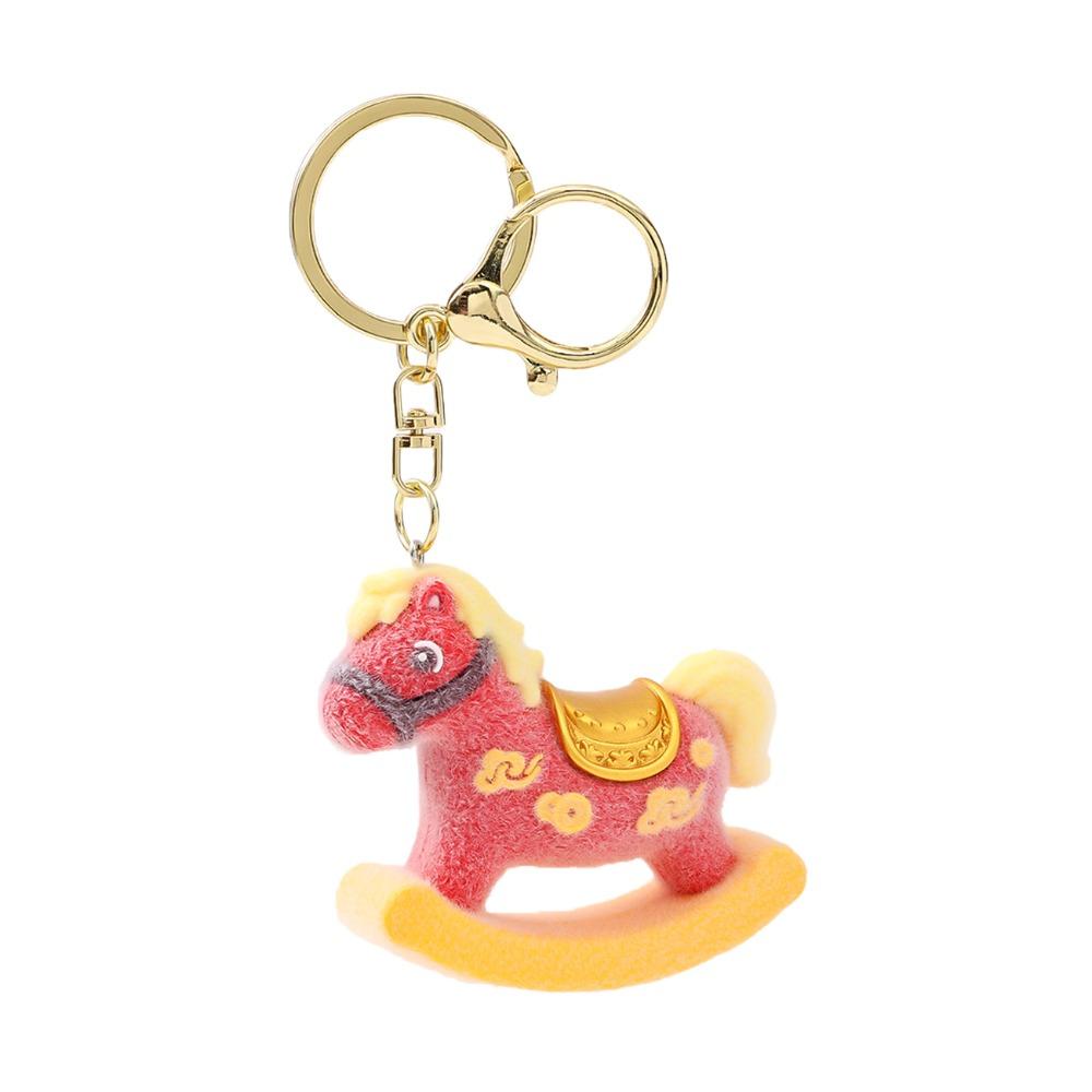 

Keyring Rubber Pony Dolls Good Luck Bag Hanging Charm Ins Flocking Horse Keychain Key Decor красный