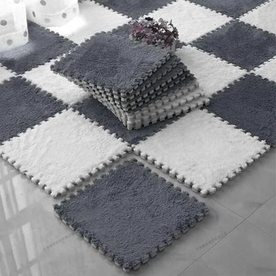 10 Stück Plüsch Baby Spielmatte 30x30cm Weiche Puzzle Krabbelmatte Steckbare Bodenmatte Teppichmatte für Kinderzimmer Kinderzimmer Schlafzimmer