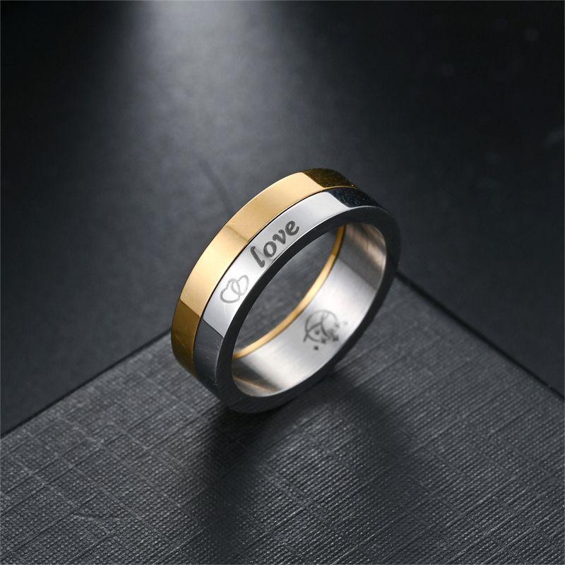 Rotatable Titanium Steel Ring Women, Love LOVE Couple Ring Fashion Trendy Men's Hand Jewelry