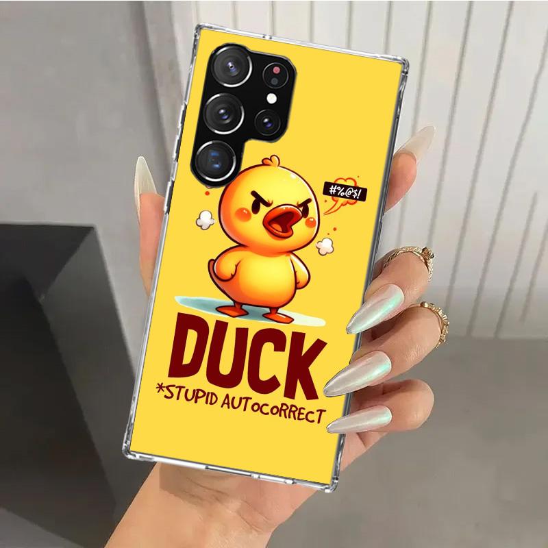 Funny Cute Yellow Duck You Phone Case for Samsung Galaxy S26 S24 S23 Ultra S25 Edge S22 S21 Plus S20 FE + Soft Print Shell Funda