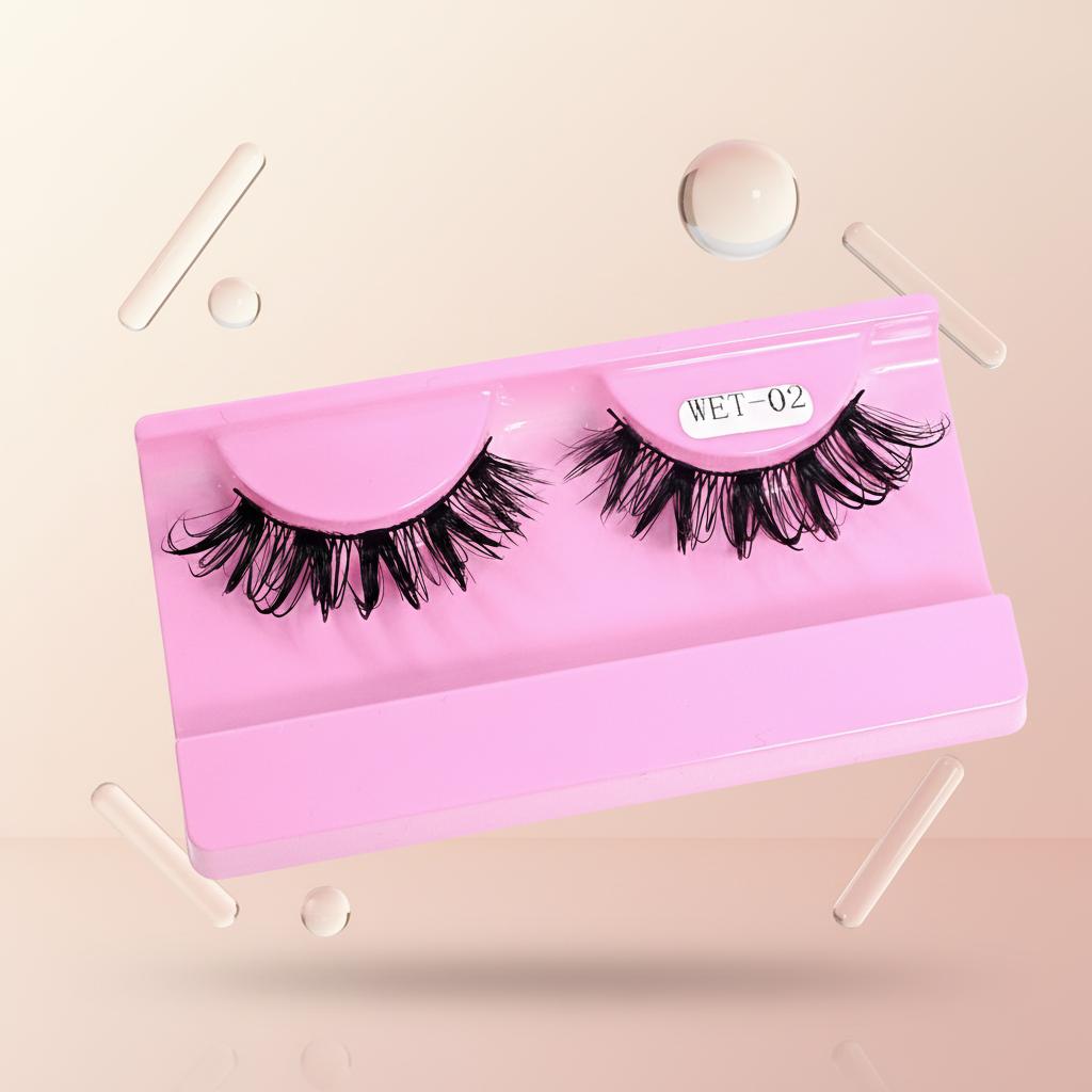 ISABELLA Wispy Natural Faux Mink Handmade Eyelashes with Black Cotton Band and PVC Tray Natural
