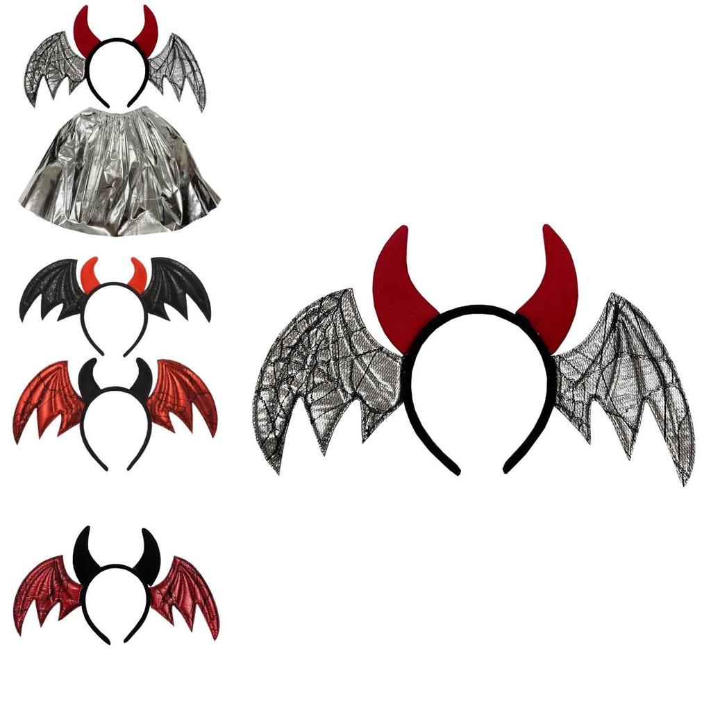 Five Dolls Halloween Bat Headband With Funny Animal Wings And Devil Skirt Costume