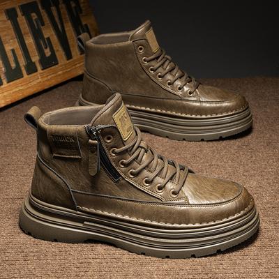 Men's Boots Four Season New Soft-sole Anti-slip Casual Boots Fashion Youth Joker Outdoor Work Boots Retro British High-top Boots