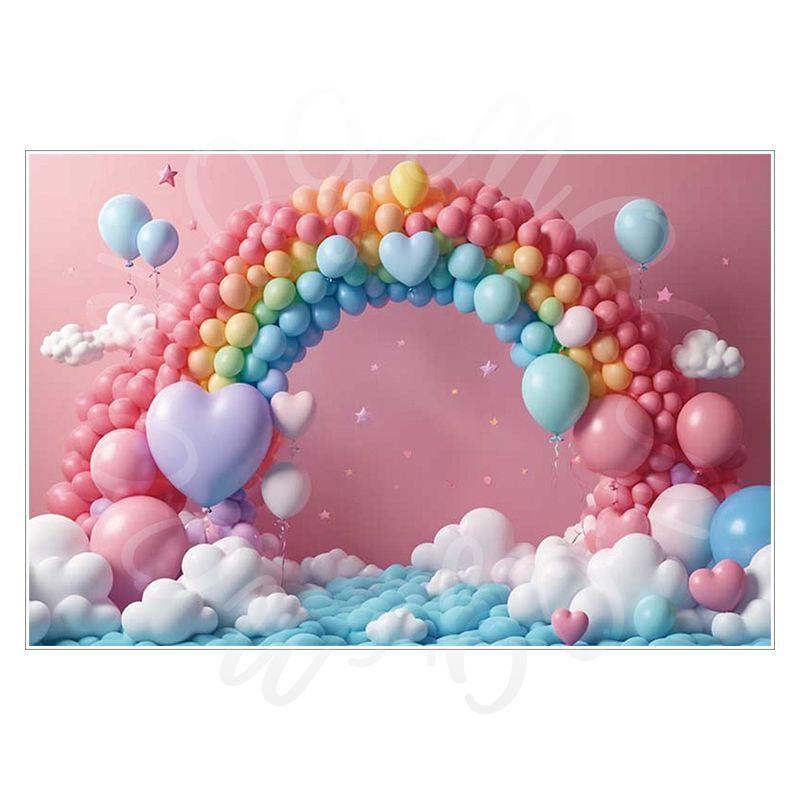Balloon Cartoon Background Fabric for Pet Children's Birthday Party Decoration Wall Fabric, Photography and Photo-taking Background Fabric