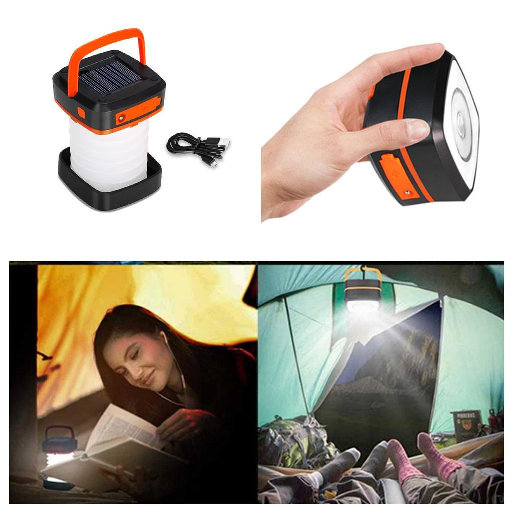 New Solar Rechargeable Flashlight Power Camping Tent Light Torch Travel Lamp