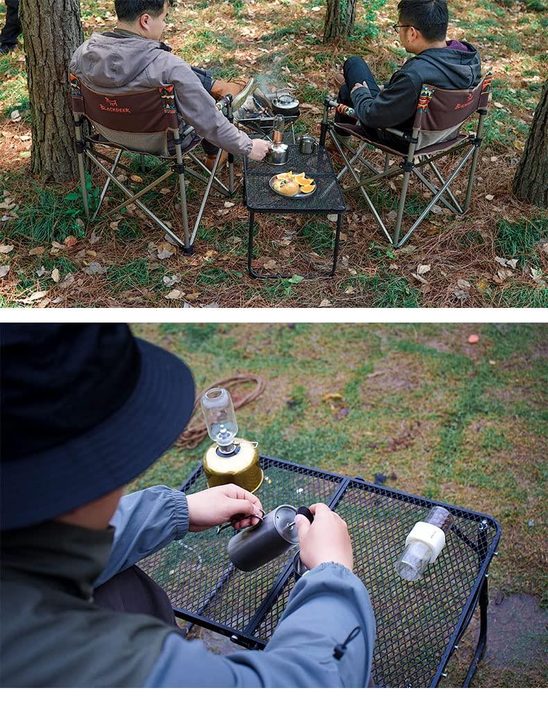 Anner Camping Table, Mesh Low Table, Bifold, Easy To Assemble, Lightweight, Compact, Load Capacity 30kg, Heat Resistance 200 Degrees, Aluminum, For