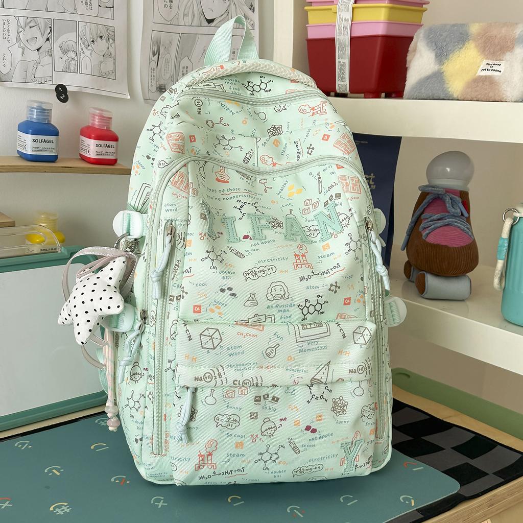 Schoolbag Korean version ins cartoon backpack women's 1011 summer new niche cute graffiti casual lightweight travel backpack
