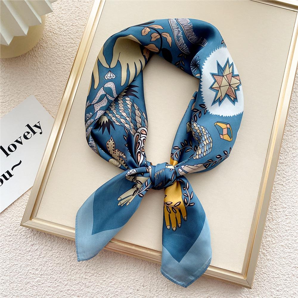 70 Small Square Silk Scarf: Women's Retro Chic Sunscreen Neck, Head, or Wrist Scarf In Korean Style for Autumn and Winter