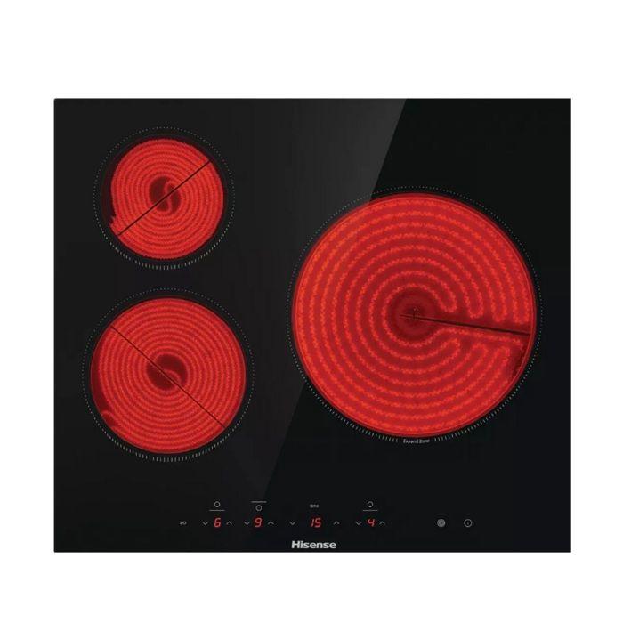 Hisense Table de cuisson vitrocéramique 60cm 3 feux 5700w noir - E6332BSCE