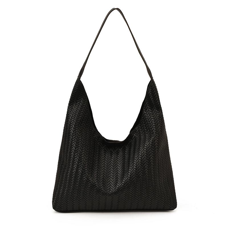 

Women s Retro Woven Underarm Crossbody Tote - Solid Color Versatile Handbag 35x10x37 cm чёрный