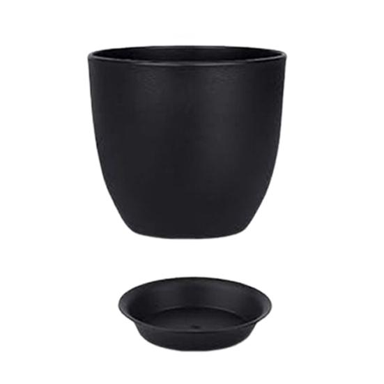 

Цветочный горшок с поддоном Пластиковый горшок для растений с дренажными отверстиями Современный A чёрный