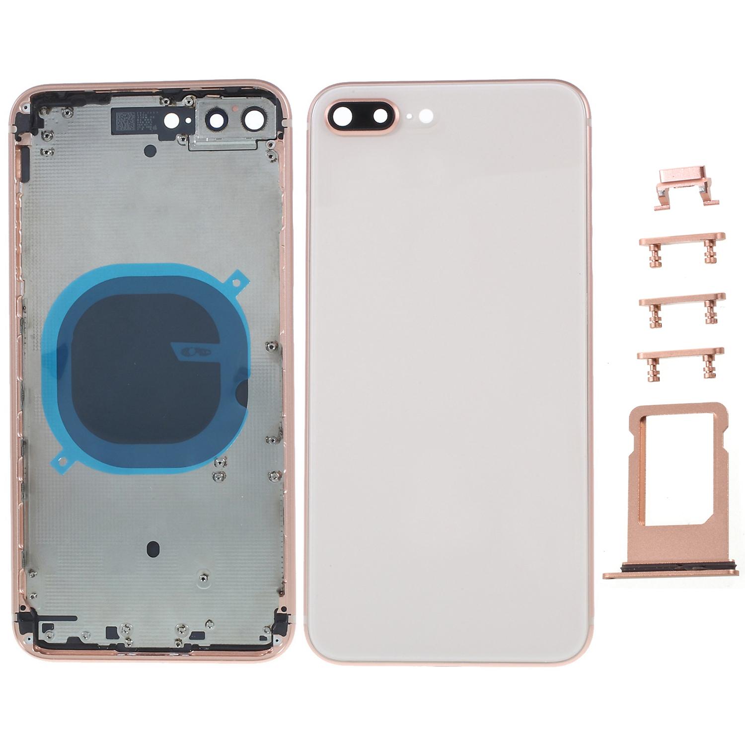 

For iPhone 8 Plus 5.5 inch Back Battery Housing Cover+Middle Plate Frame+Side Buttons Replacement Part (without Logo) Pink