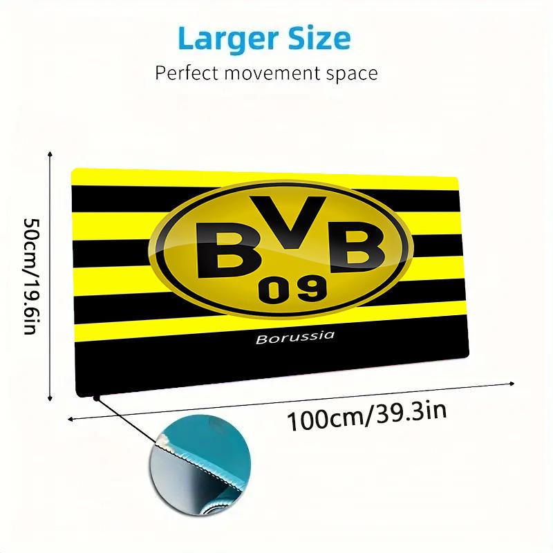 Poduszka z nadrukiem Borussia Dortmund Antypoślizgowa Mata pod mysz do laptopa/tabletu XXL Mata do gry na mini PC Z blokowaną krawędzią