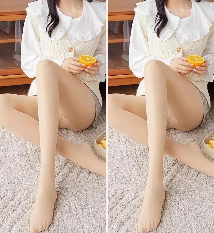 Verdicken Sie Thermo-Strumpfhosen Leggings Damen Winter Fleece Samt Thermo Strümpfe Hohe Taille Elastische Schlank Sexy Durchscheinende Strumpfhosen