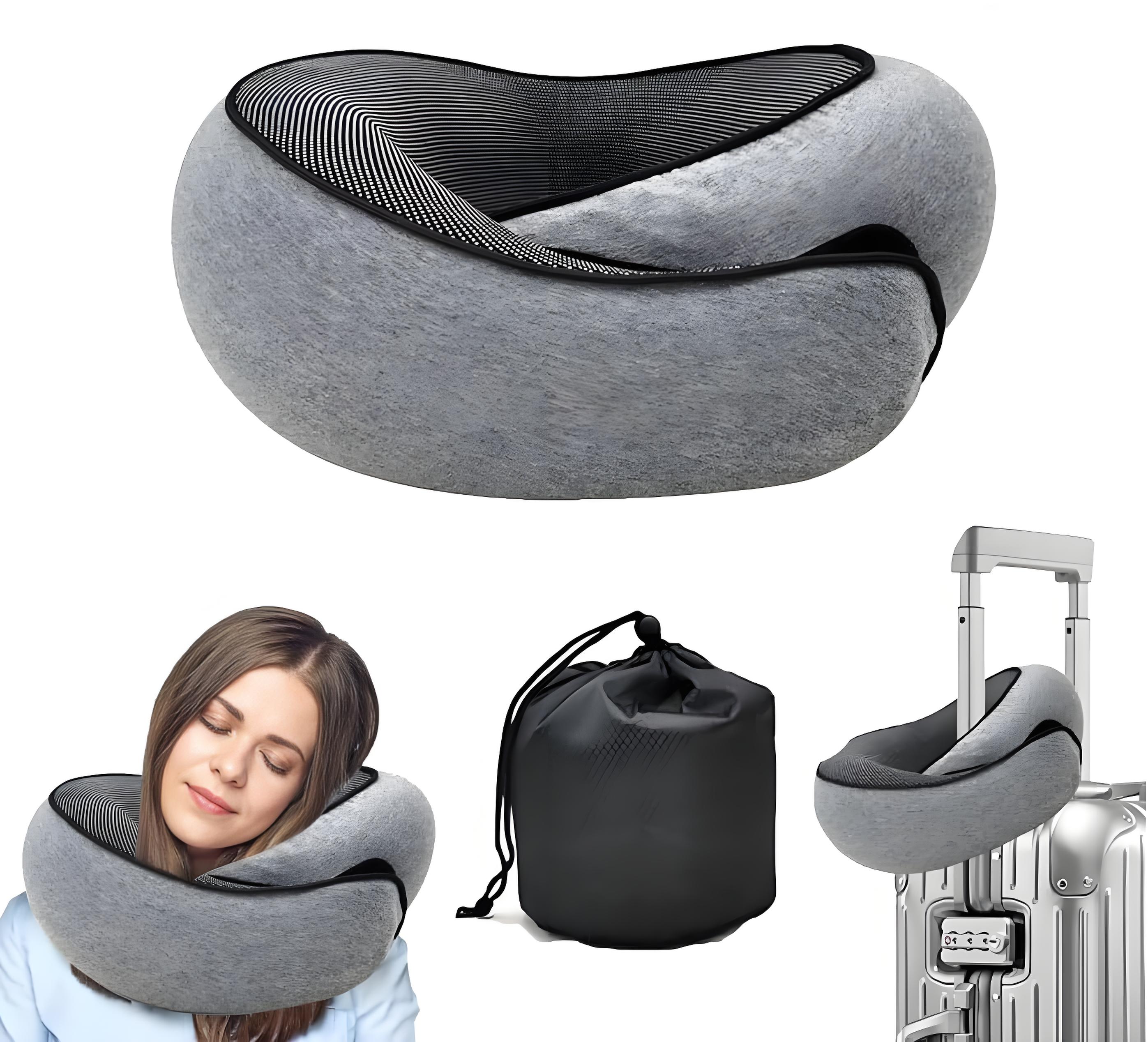

Memory Foam Travel Neck Pillow | 360° Support for Airplane Office Car | Ergonomic Comfort for Long Trips & Commutes светло-серый