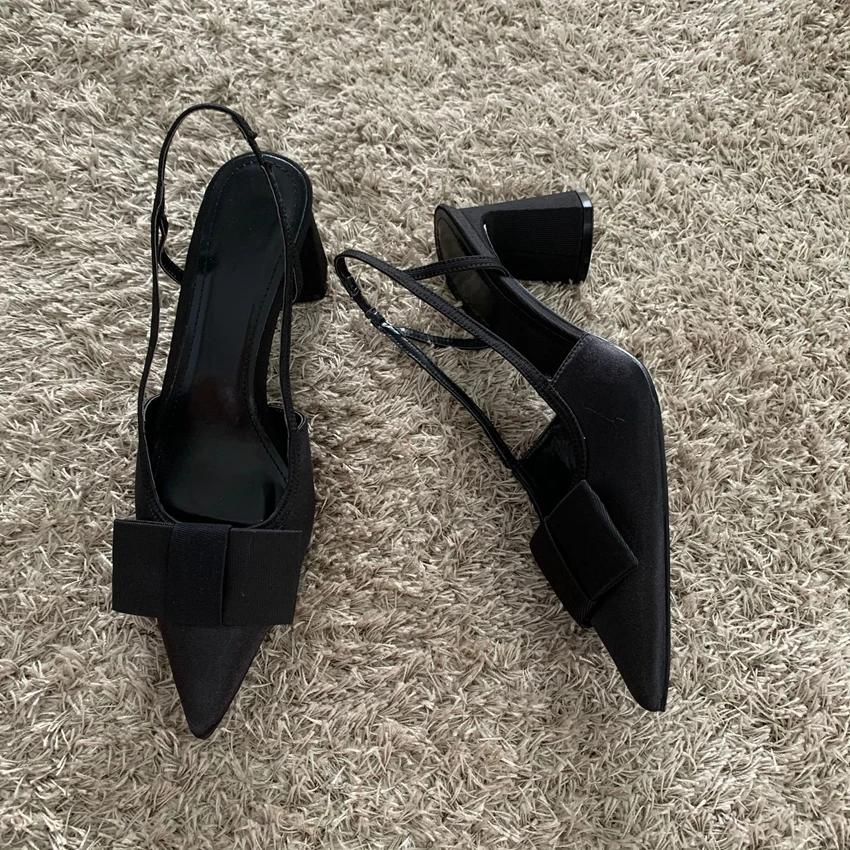 Fashion Butterfly-knot Design Heeled Sandals Women 2025 Fashion Elegant Dress Shoes Female Pointed Toe Pumps Women Slingback High Heels