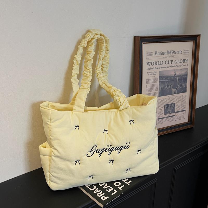 Quilted Tote Bag Women Fashion Soft Handle Shoulder Bag for Daily Use and Casual Outings