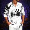 Men's Casual Long Sleeve Shirt with Halloween Print for Spring and Fall Everyday Wear