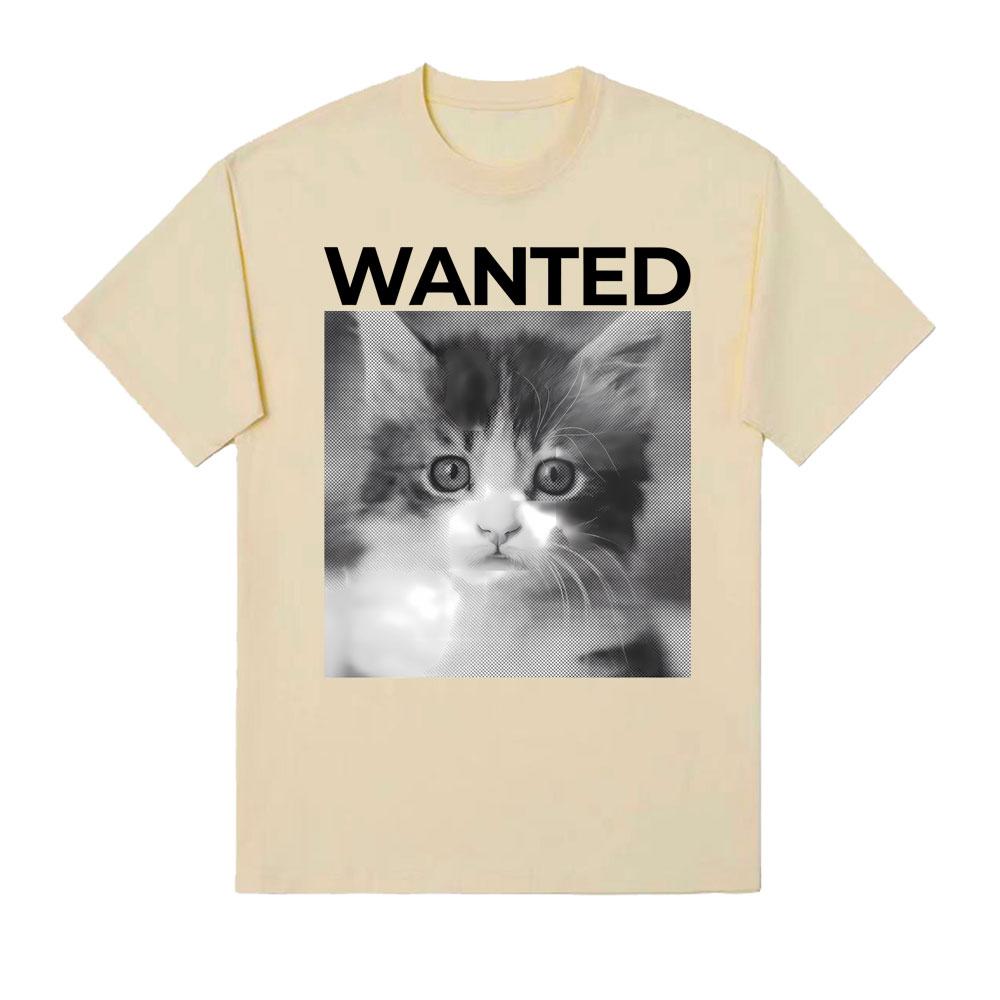 Wanted Cat Cute Funny Kawaii Kitten Graphic Tee Shirt Unisex Women Clothing Fashion Vintage Hot Sale T Shirts Cotton Casual Tshirt