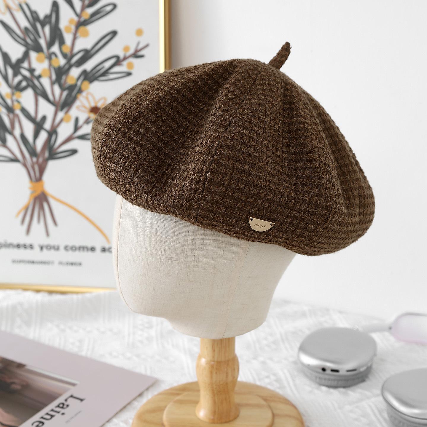 

Женский новый осенне-зимний берет большого размера, визуально уменьшающий лицо, простой, британский ретро, восьмиугольная шляпа художника, тренд