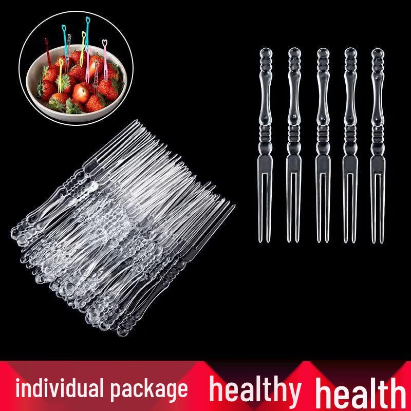 Disposable Transparent Individually Wrapped Fruit Forks