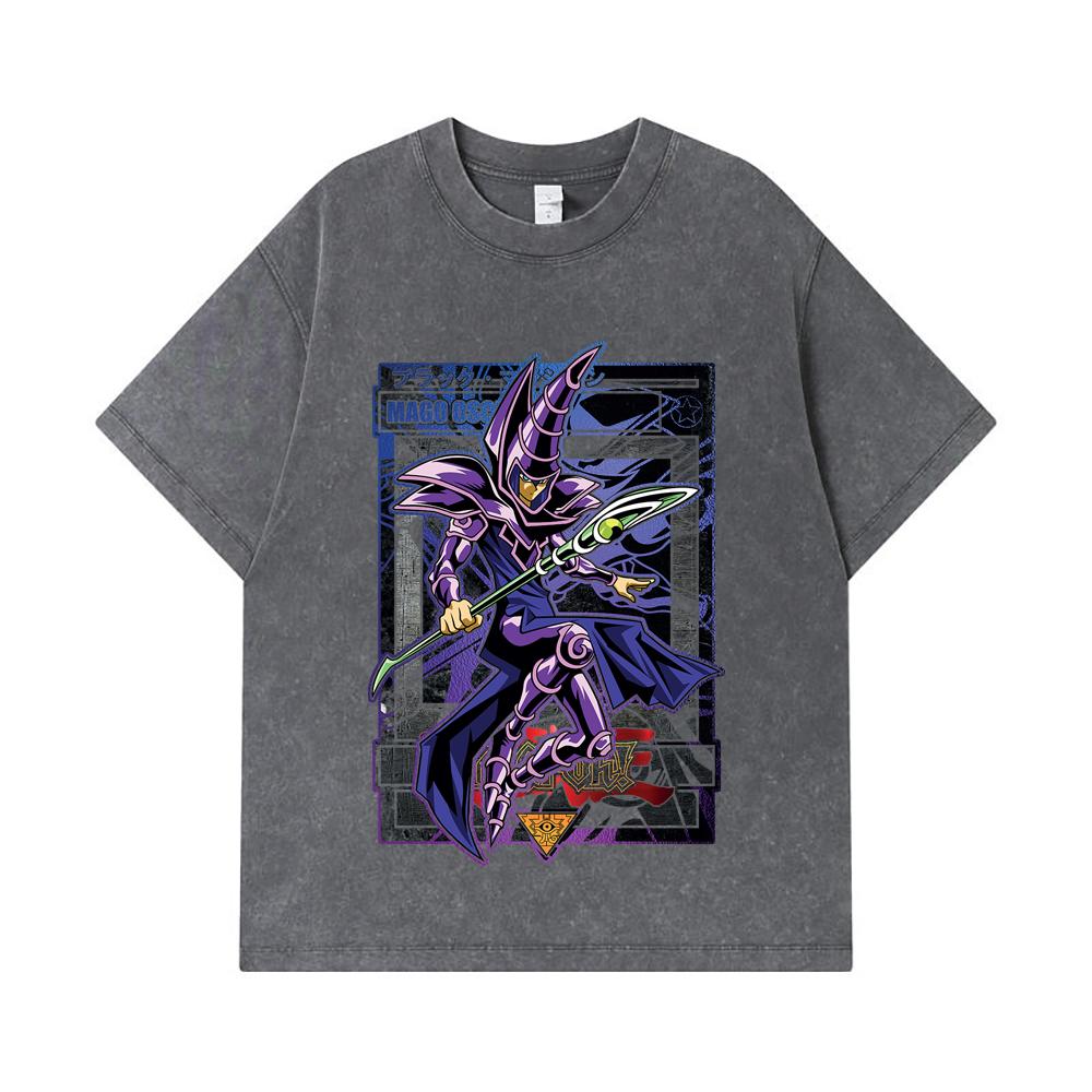 275 GSM Washed T-shirts 100% Cotton Yu-Gi-Oh V5 Mago Oscuro Print Unisex Heavy Cotton T Shirt