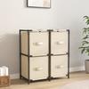 VidaXL Storage Cabinet 4 Fabric Baskets Cream 63x30x71 Cm Steel 337256