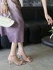 Sandals Spring Square Toe Thin Heel High Heel Elegant French Style Fashion SexyBeautifulOne-Strap Flower Open Toe Women's