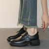 New Thick-soled Women's Shoes - One-piece Round-toe Retro Leather Shoes with Thick Heels, Single Sole Shoes