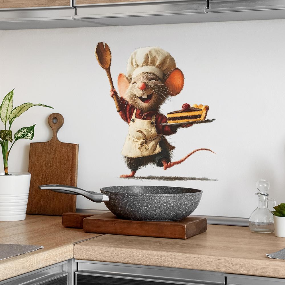 Christmas Atmosphere Decoration Cartoon Cute Mouse Kitchen and Dining Room Background Decoration Wall Stickers
