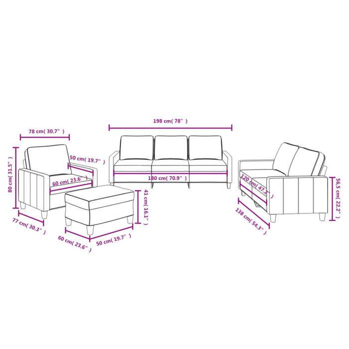 VidaXL Ensemble de Canapés avec Coussins 4 pcs, Canapés avec Accoudoirs et Dossier, Ensemble de Meubles avec Repose-pied 3201437