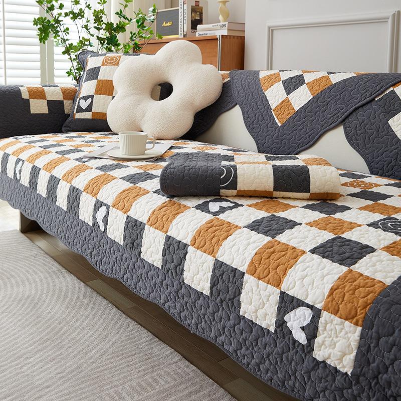 

Korean Style Cotton Sofa Cushion Non Slip Sofa Cover Four Seasons Sofa Towel for Living Room Washable Couch Protecor 45x45cmpillowcase1pc