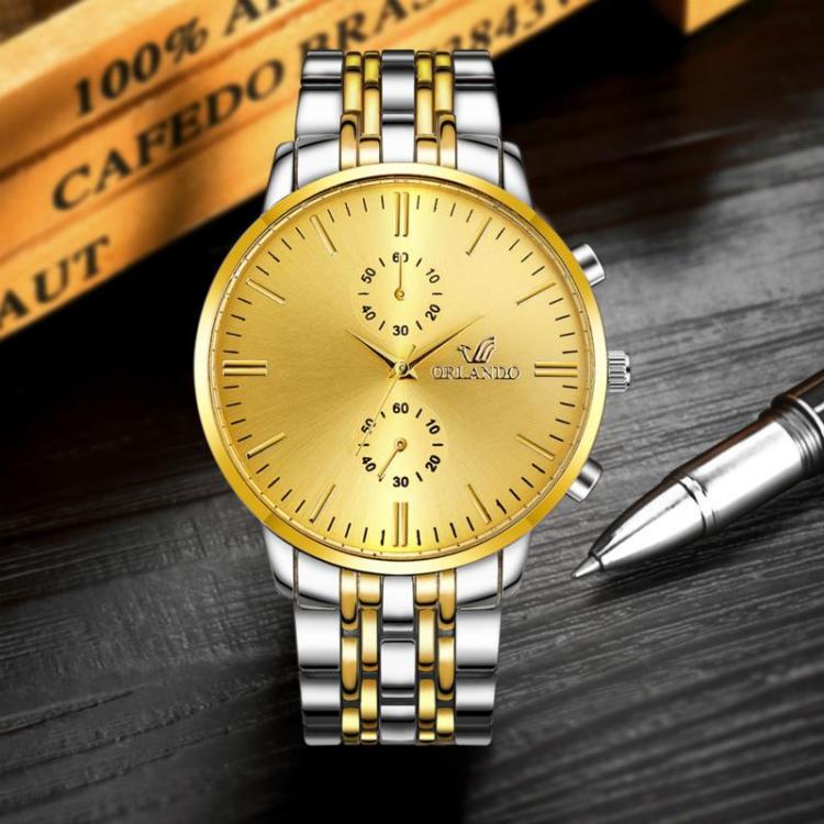 Fashion Men Watches Quartz Watch Men's Silver Gold Plated Stainless Steel Wristwatch
