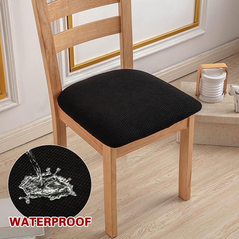 1Pcs Waterproof Chair Seat Cover Stretch Jacquard Chair Cover Dining Room Removable Anti-dirty Without Backrest Chair Protector