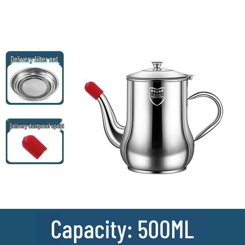 Stainless Steel Leak-Proof Oil Can with Filter, Large Capacity Kitchen Storage Bottle