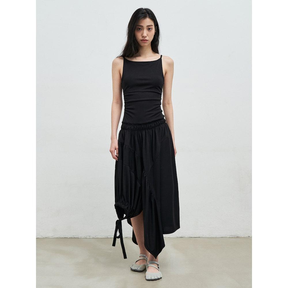 Anggae Balloon Jersey Dress Black