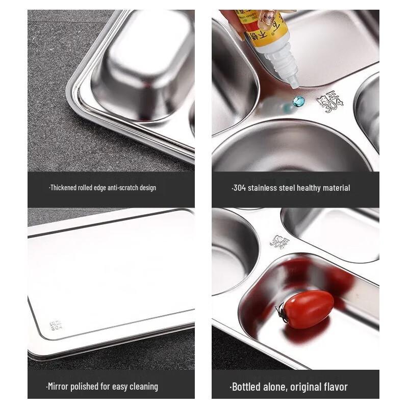 Sushih 304 Stainless Steel Divided Meal Plate