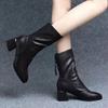 Women Versatile Leather Boots Fashion Antislip High Heels Female Casual Comfortable Boot External Wear Trendy Shoes
