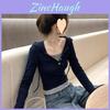 T Shirt Women Long Sleeve Fabric Abstract Pattern Elegant Style For Spring Autumn Wear