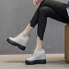 Fashion 11CM Genuine Leather Platform Wedge Sneaker Women Shoes Hidden Heels Women Ankle Boots Autumn Spring Winter plush Warm Boots