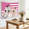 SKZ Pink American Flag Tapestry KPop Idol Group Flat Print Wall Hanging Fan Merch Decor for Bedroom Dorm Ideal Gift
