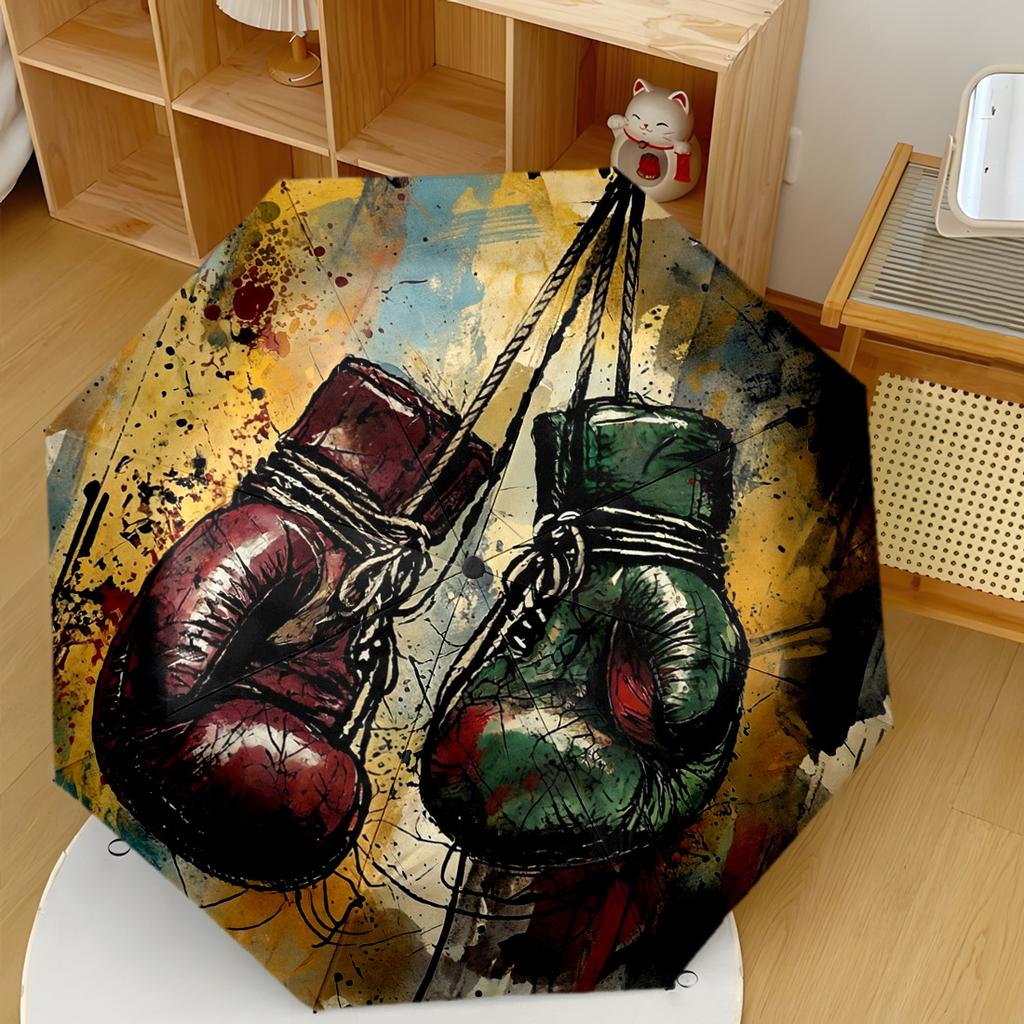 Boxing Gloves Artwork Portable Automatic Umbrella Folding Umbrella With 8 Ribs Compact Design Allseason Travel Fashion Lovers Gift For Festivals T68