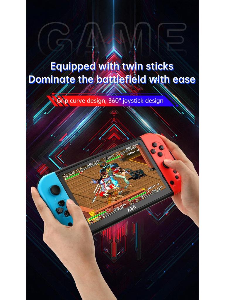 X80-Spielekonsole: Tragbarer 7-Zoll-HD-Handheld mit PSP, GBA und klassischen Arcade-Spielen