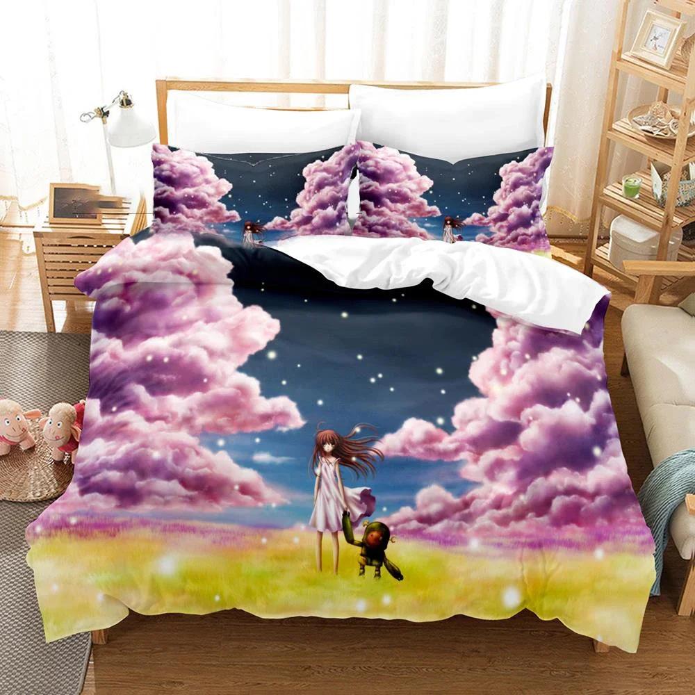 3D-gedrucktes Clannad Bettwäsche-Set Anime Nagisa Furukawa Bettbezug Doppel Twin Full Queen King Erwachsene Kinder Bettwäsche Steppdeckenbezug