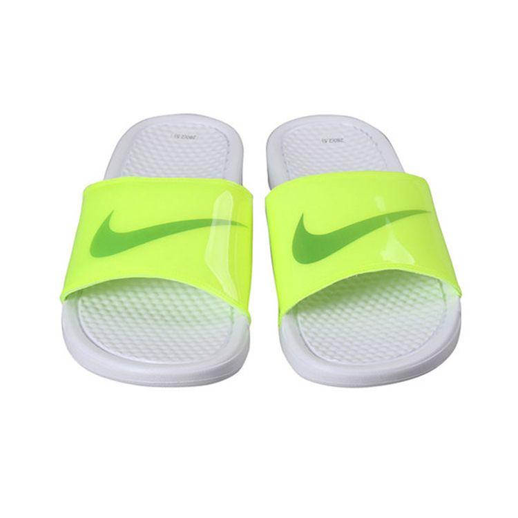 Nike Benassi JDI Print Casual Comfortable Rubber Sole Non-Slip Slide Sandals Men Footwear Fluorescent-Yellow CI5927-771
