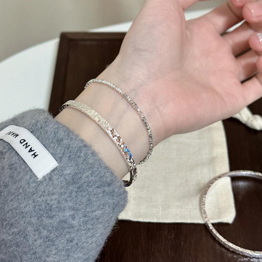 Shining Textured Ice Shredded Open Bracelet Shows Luxury and Exquisite Choice Shining Charm